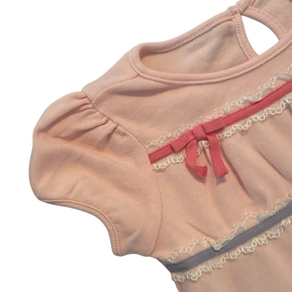 NWT Gymboree Vintage Spring Top Pink Puff Sleeves Bows Lace Girls Size 18-24M - Picture 3 of 5